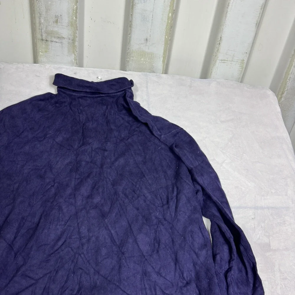 VTG Polo Ralph Lauren Mens Sweater Blue Knit Pony Logo‎ Quarter-Zip Pullover XL